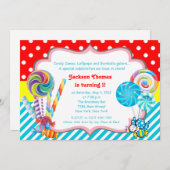 Candyland snoep Theme Birthday Uitnodiging (Voorkant / Achterkant)