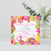 Candyland Snoep Theme Sweet 16 Uitnodiging (Staand voorkant)