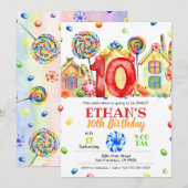 Candyland Snoep Uitnodiging voor Snoep Thema - 10t (Voorkant / Achterkant)