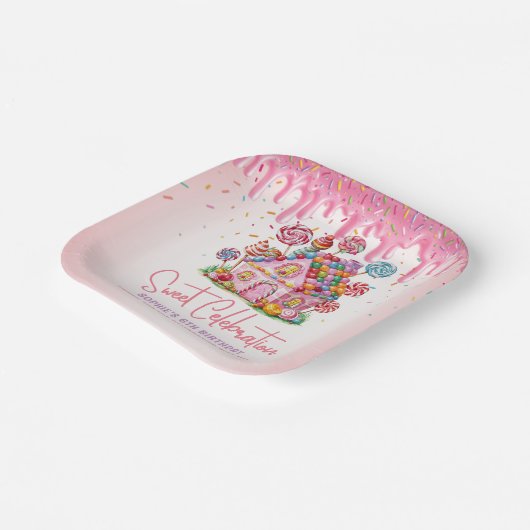 Candyland Sweet Viering Verjaardagsfeest Papieren Bordje (Gebogen)