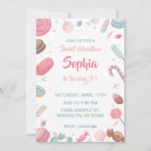 Candyland Verjaardag Uitnodiging Feest Uitnodiging