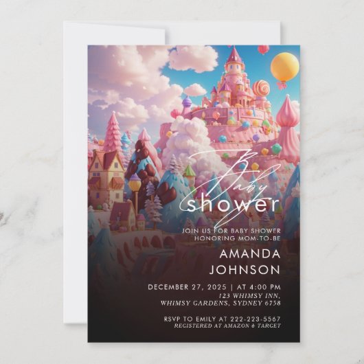 Candyland World Babyshower Uitnodiging (Voorkant)