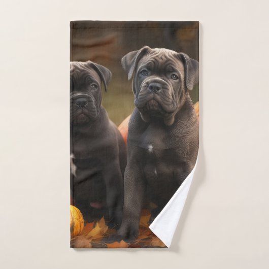 Cane Corso Chiot Automne Citrouille de plaisir (Serviette à main)