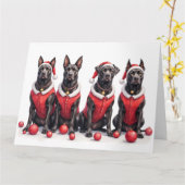Cane Corso Christmas Dress Santa Hat Kaart (Gele Bloem)