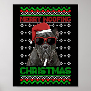 Cane Corso Dog Funny Merry Woofing Kerstmis Poster