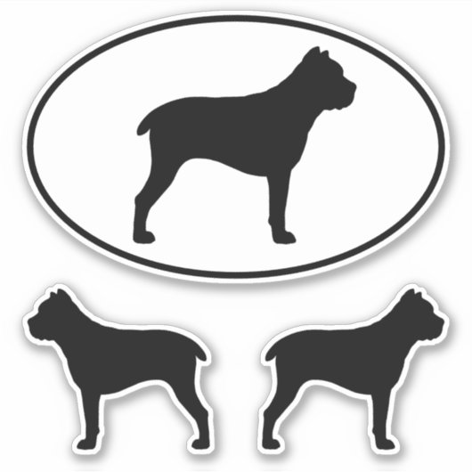 Cane Corso Dog Silhouetten Vinyl Sticker Set (Voorkant)