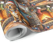 Cane Corso Fireplace with Christmas Lights Cadeaupapier (Rol Hoek)
