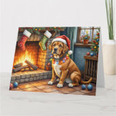 Cane Corso Fireplace with Christmas Lights Kaart (Voorkant)