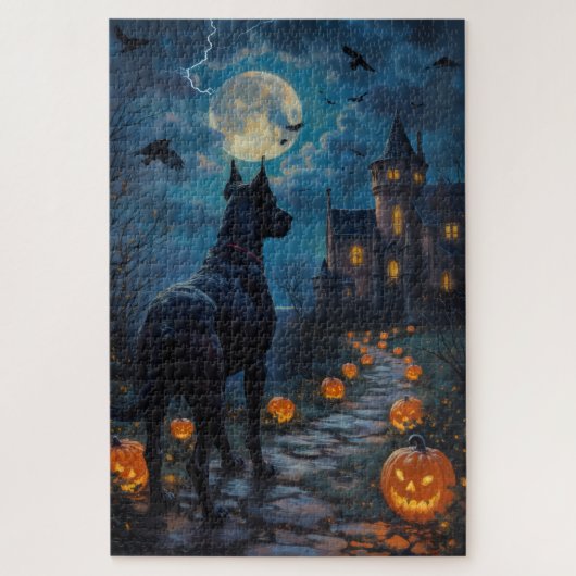 Cane Corso Gotische Kasteel Halloween Kunst Legpuzzel (Verticaal)