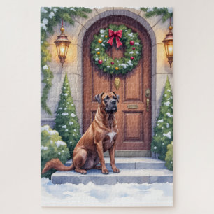 Cane Corso Grote Deur Immergroen Kerst Kunst Legpuzzel