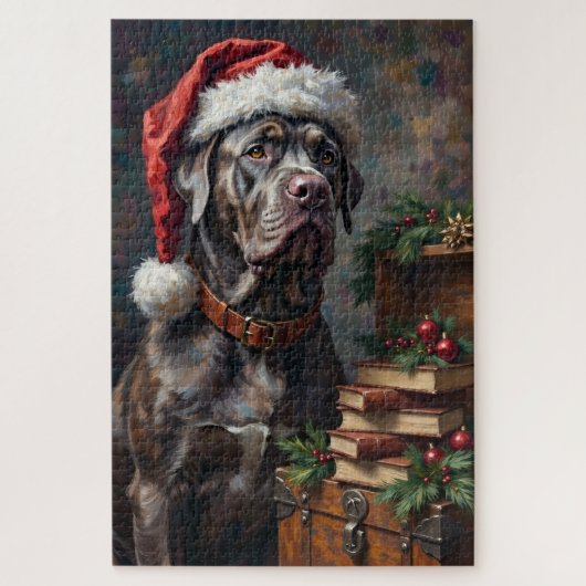 Cane Corso Guardian of the Christmas Library Hat Legpuzzel (Verticaal)