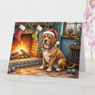 Cane Corso Haard met Kerstverlichting Kaart