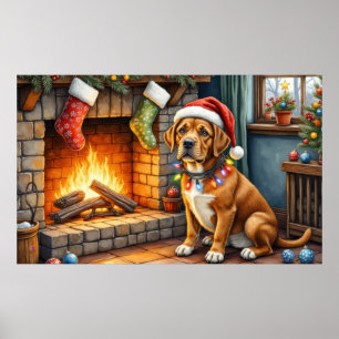 Cane Corso Haard met Kerstverlichting Poster