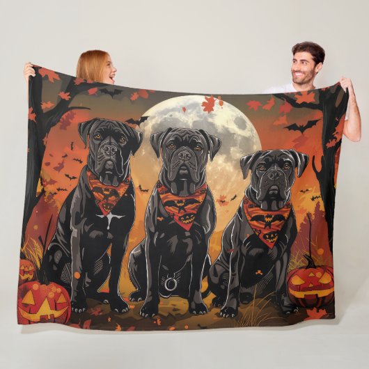 Cane Corso Halloween Spooky Fleece Deken (In situ)