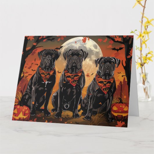 Cane Corso Halloween Spooky Kaart (Gele Bloem)