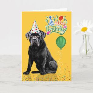 Cane Corso-hond feesthoed geel verjaardag Kaart