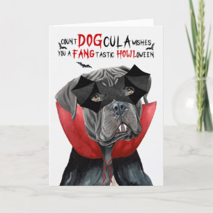 Cane Corso-hond Funny Count DOGcula Halloween Feestdagen Kaart