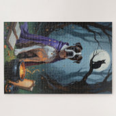 Cane Corso hond grillige Halloween schilderij Legpuzzel (Horizontaal)