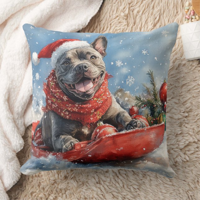 Cane Corso-hond in slee laat het sneeuwen Kerstmis Kussen (Deken)
