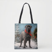 Cane Corso Hond in Sneeuw Kerstmis Draagtas (Voorkant)