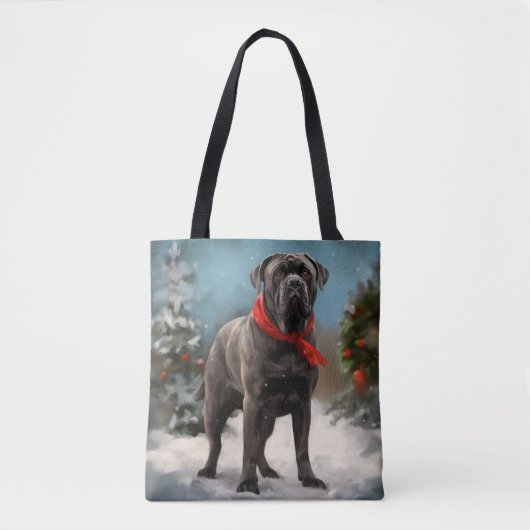 Cane Corso Hond in Sneeuw Kerstmis Draagtas (Voorkant)