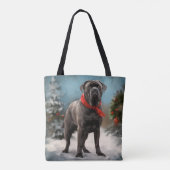 Cane Corso Hond in Sneeuw Kerstmis Draagtas (Achterkant)