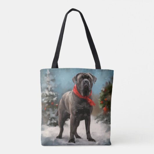 Cane Corso Hond in Sneeuw Kerstmis Draagtas (Achterkant)