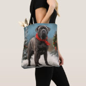 Cane Corso Hond in Sneeuw Kerstmis Draagtas (Dichtbij)
