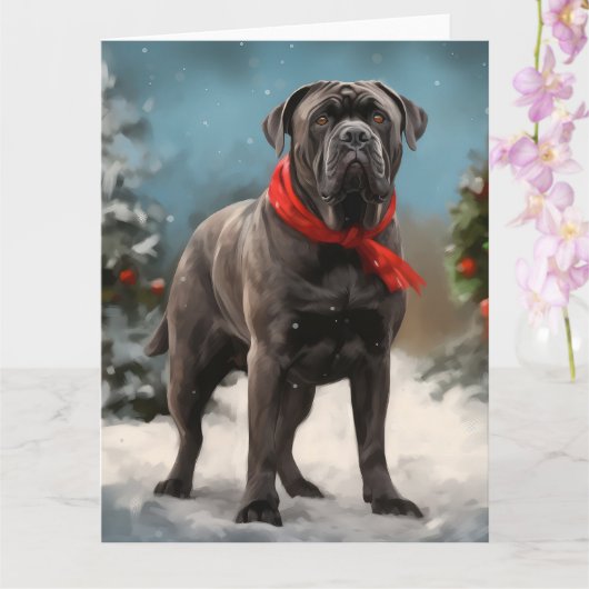 Cane Corso Hond in Sneeuw Kerstmis Kaart (Orchidee)