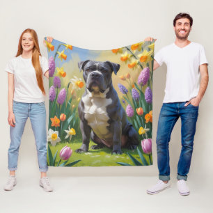 Cane Corso-hond Lente Bloemen Schilderij Fleece Deken