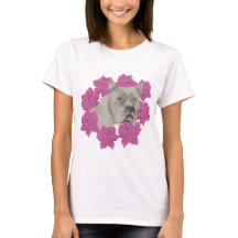 Cane Corso hond met roze bloemen