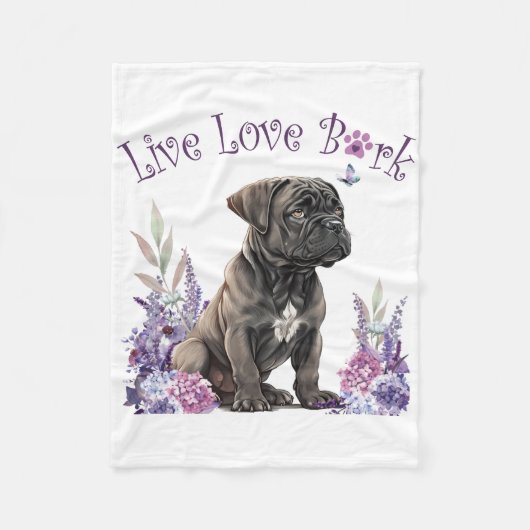 Cane Corso-hond Moeder Bloem Fleece Deken (Voorkant)