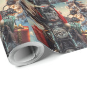 Cane Corso Hond Rijden Motorfiets Kerstmis Cadeaupapier (Rol Hoek)