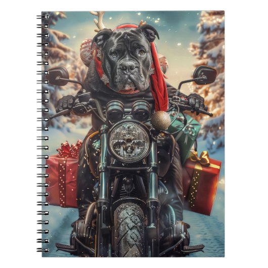 Cane Corso Hond Rijden Motorfiets Kerstmis Notitieboek (Voorkant)