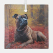 Cane Corso in Herfstbladeren Herfst Inspire Glas Ornament (Voorkant)