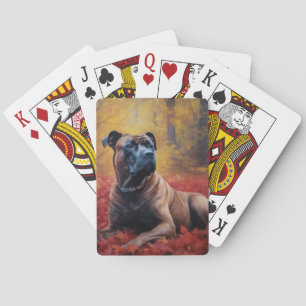 Cane Corso in Herfstbladeren Herfst Inspire Pokerkaarten