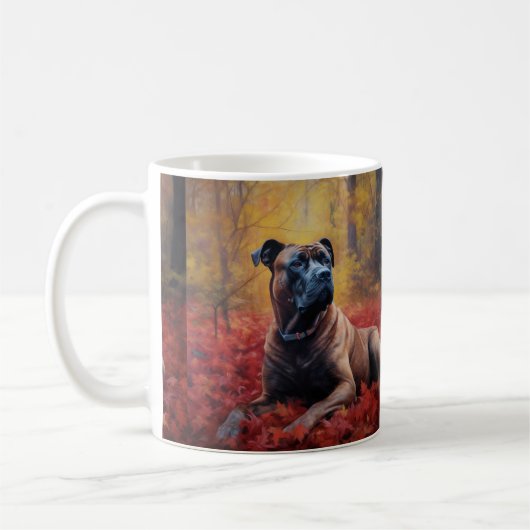 Cane Corso in herfstbladeren val inspireren  Koffiemok (Links)
