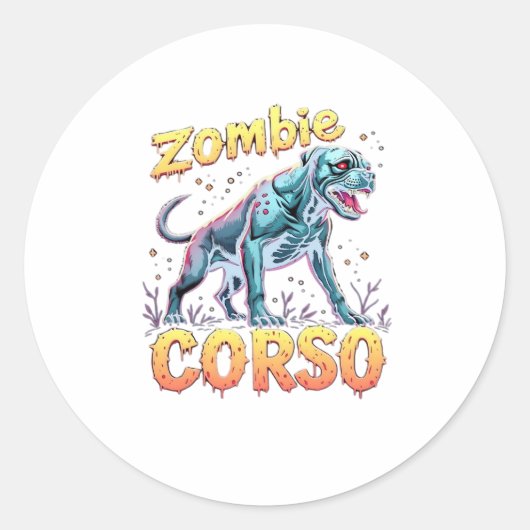 Cane Corso Italiaanse Mastiff Zombie Dog Halloween Ronde Sticker (Voorkant)