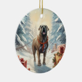 Cane Corso kerst, hondenherdenkingsgeschenk, honde Keramisch Ornament (Rechts)