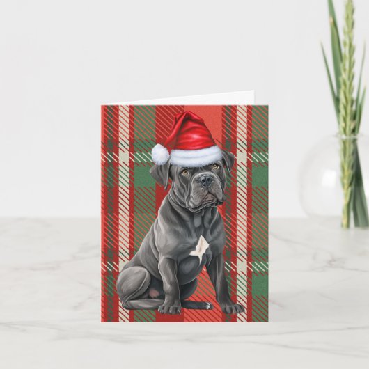Cane Corso Kersthond Red Plaid Kerstmis Feestdagen Kaart (Voorkant)