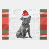 Cane Corso Kersthond Rood Groen Plaid Inpakpapier Vel (Voorkant)
