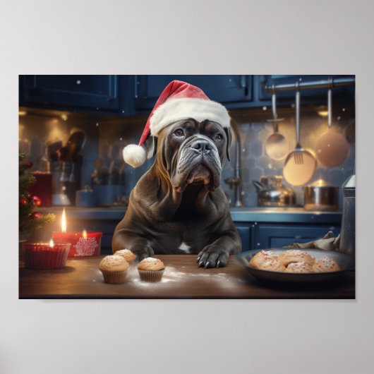 Cane Corso Kerstkoekjes Feestelijke vakantie Poster (Voorkant)