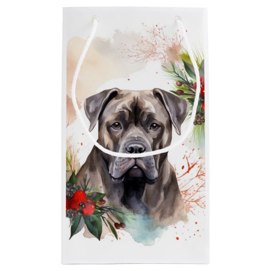 Cane Corso Kerstkrans Feestelijke Pup Klein Cadeauzakje (Achterkant)