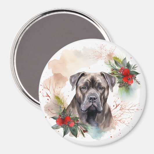 Cane Corso Kerstkrans Feestelijke Pup Magneet (Voorkant / Achterkant)
