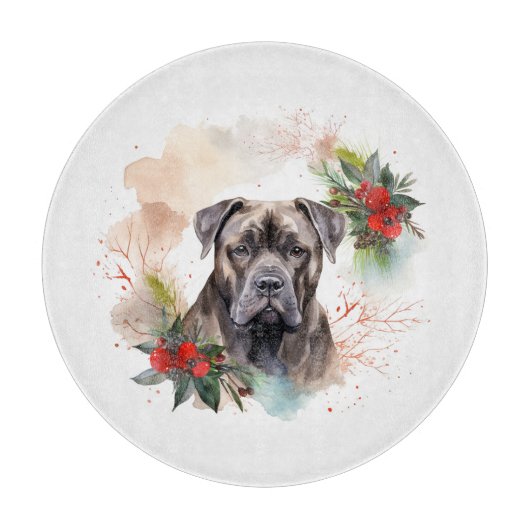Cane Corso Kerstkrans Feestelijke Pup Snijplank (Voorkant)