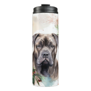 Cane Corso Kerstkrans Feestelijke Pup Thermosbeker