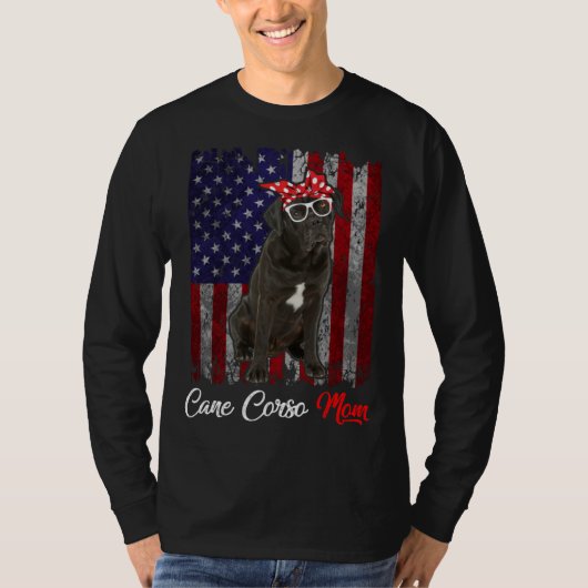 Cane Corso Mom American Flag T-shirt (Voorkant)