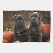 Cane Corso Puppy Herfst Delight Pompoen Theedoek (Horizontaal)