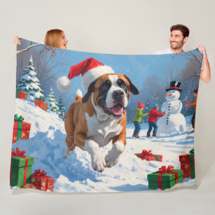 Cane Corso Rent in de Sneeuw met Kerstmuts Fleece Deken