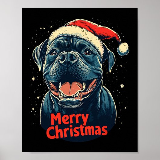Cane Corso Santa Hat Vrolijke Kerstmis Kerstman Ho Poster (Voorkant)